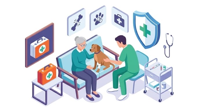 A senior owner considers accident-only coverage as a safety net for sudden injuries in an older pet.