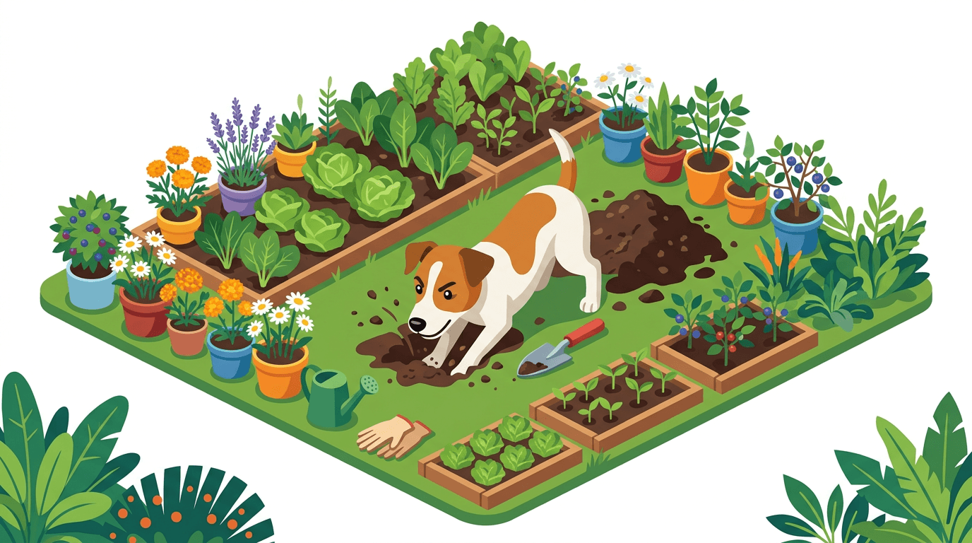 A curious Jack Russell Terrier exploring the soil through instinctual digging.