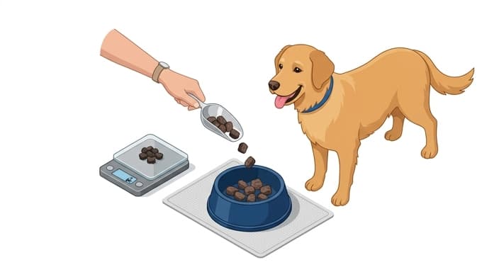A portion-controlled feeding scene showing small, nutrient-dense freeze-dried pieces delivering a satisfying reward.