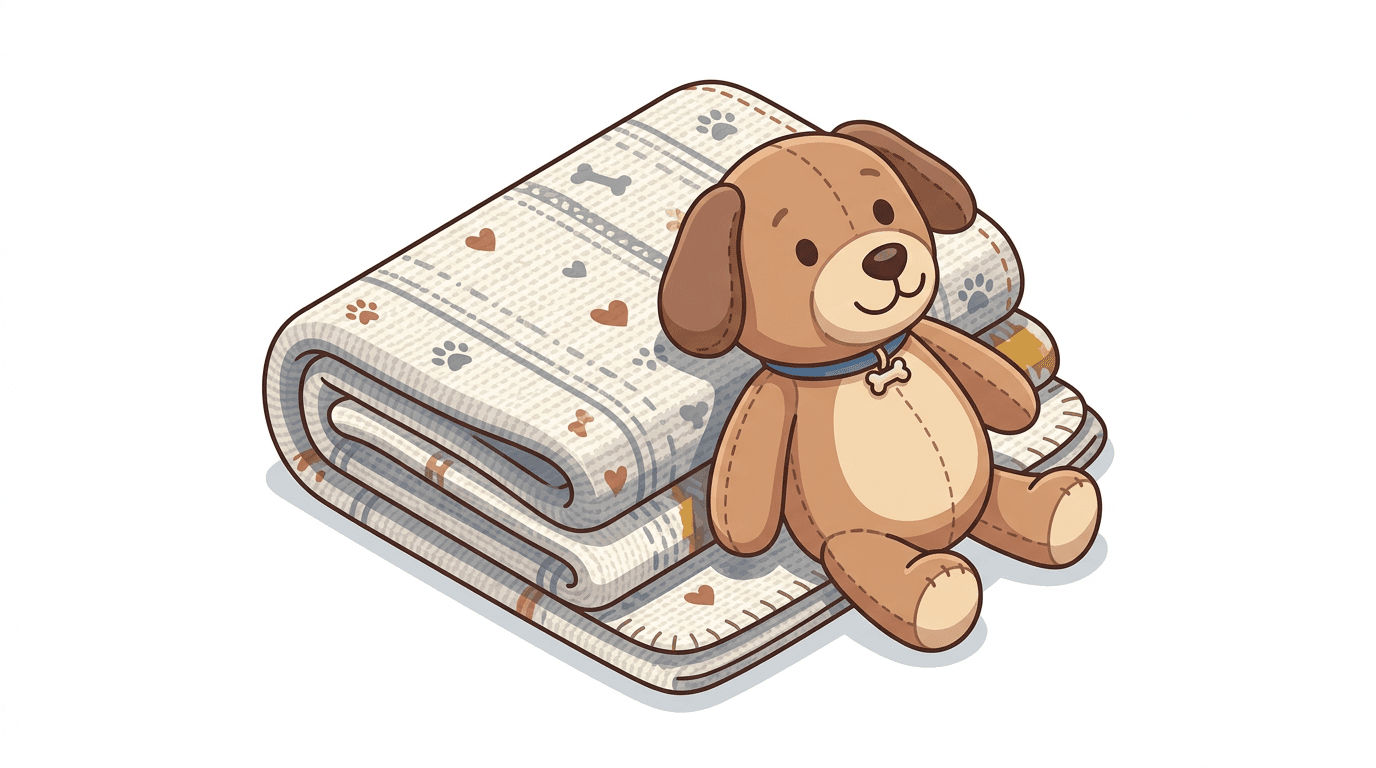 The essential tools for scent swapping: a blanket and a comfort toy.