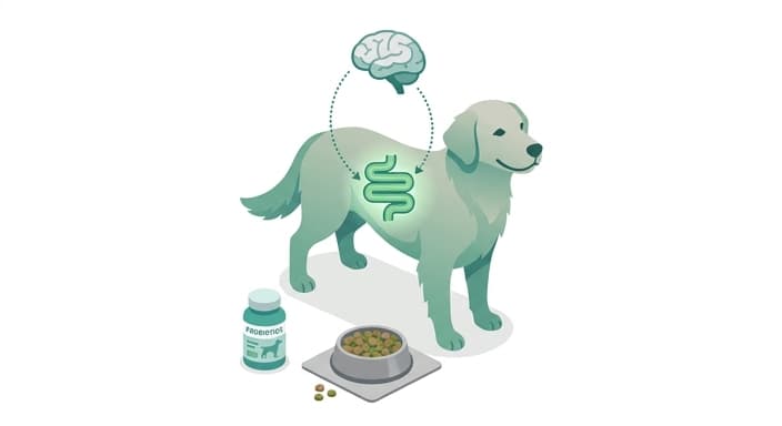 An illustration of the gut-brain axis showing how proactive gut health supplements can support behavioral stability in dogs.