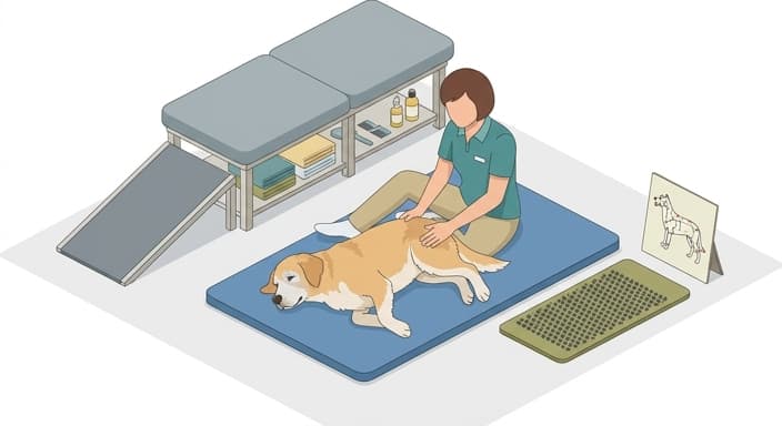 Integrative therapy and gentle exercise to maintain mobility in a senior dog.