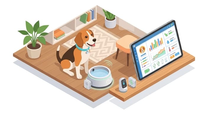 Home sensors and wearables create a 360-degree view of a pet’s health and water intake.
