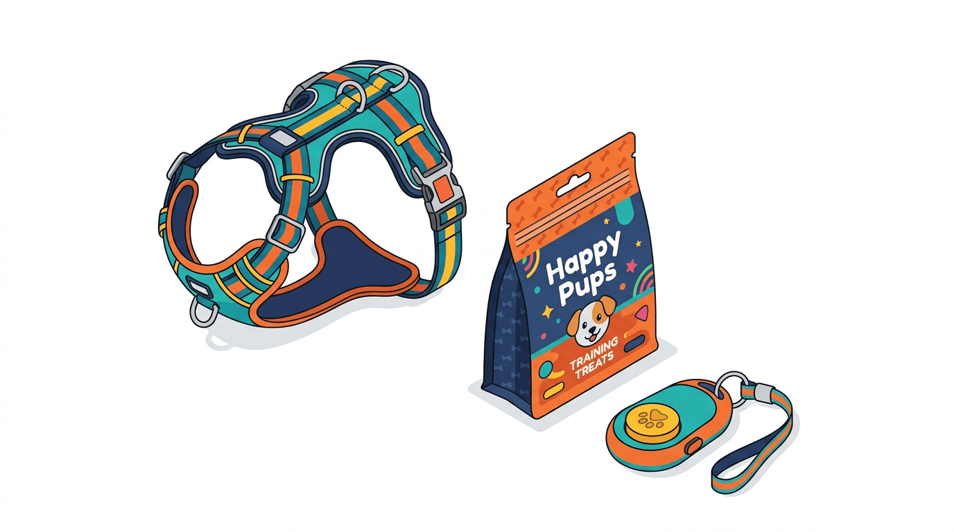 Essential gear for managing and training a reactive dog.