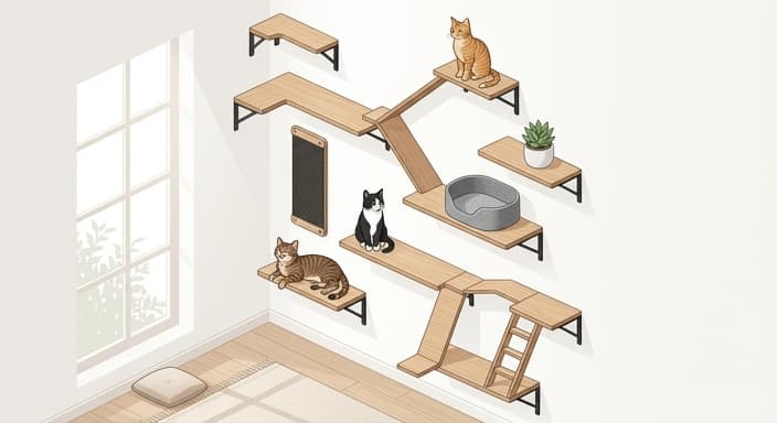 Vertical Wall Shelving for Indoor Cats: Enrich Their Space